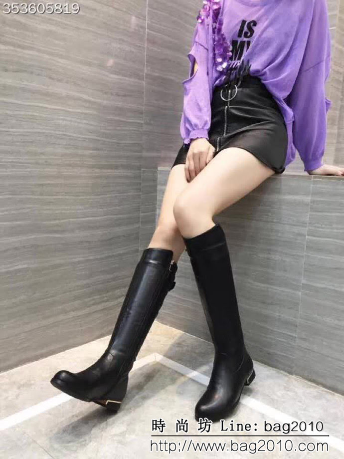 CHANEL香奈兒 2018引領時尚圈 suer有型 彈力皮拼羊絨尼 16寸長靴 QZS2554